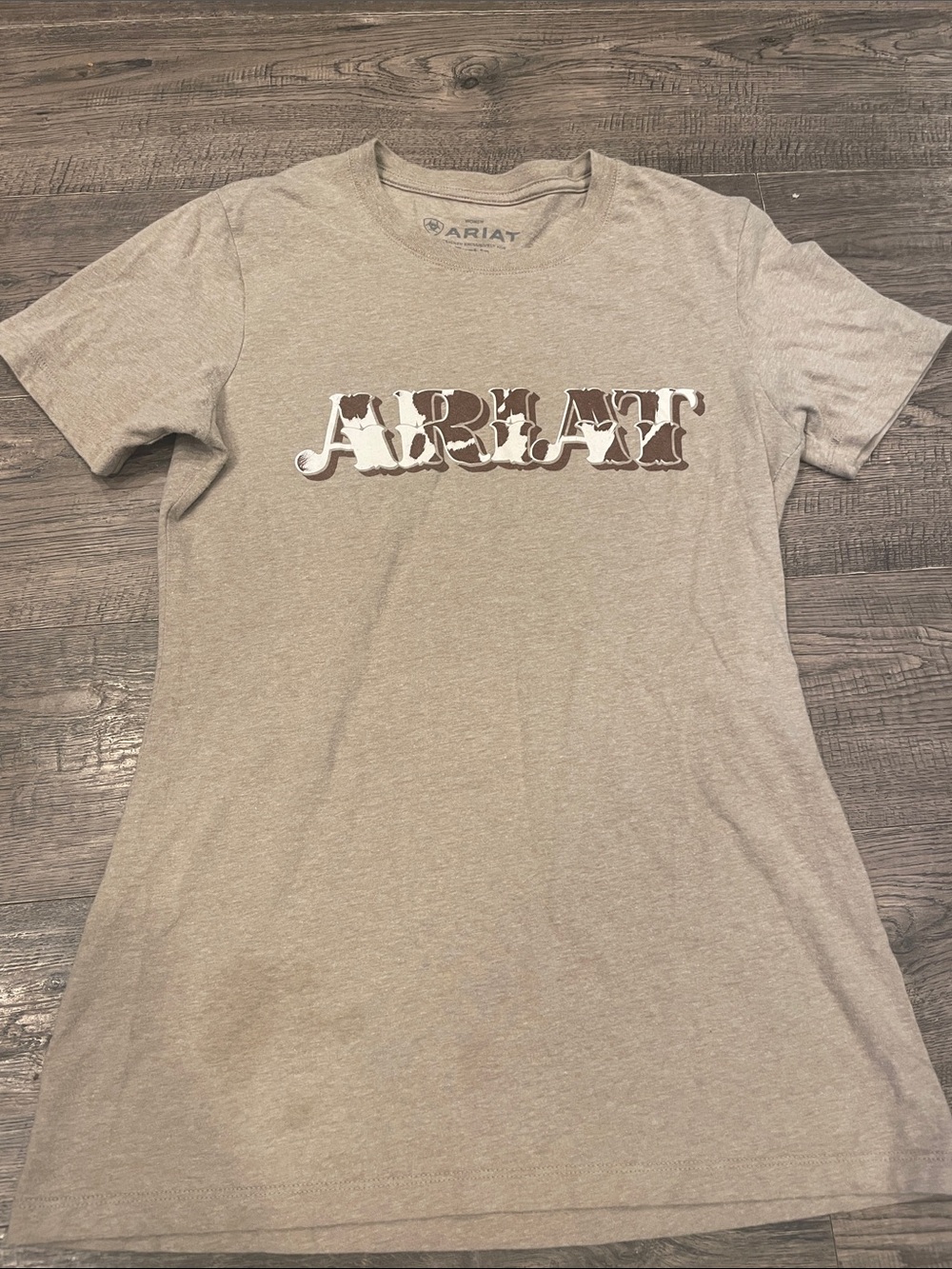 Ariat Tan Tee with Brown & White Logo